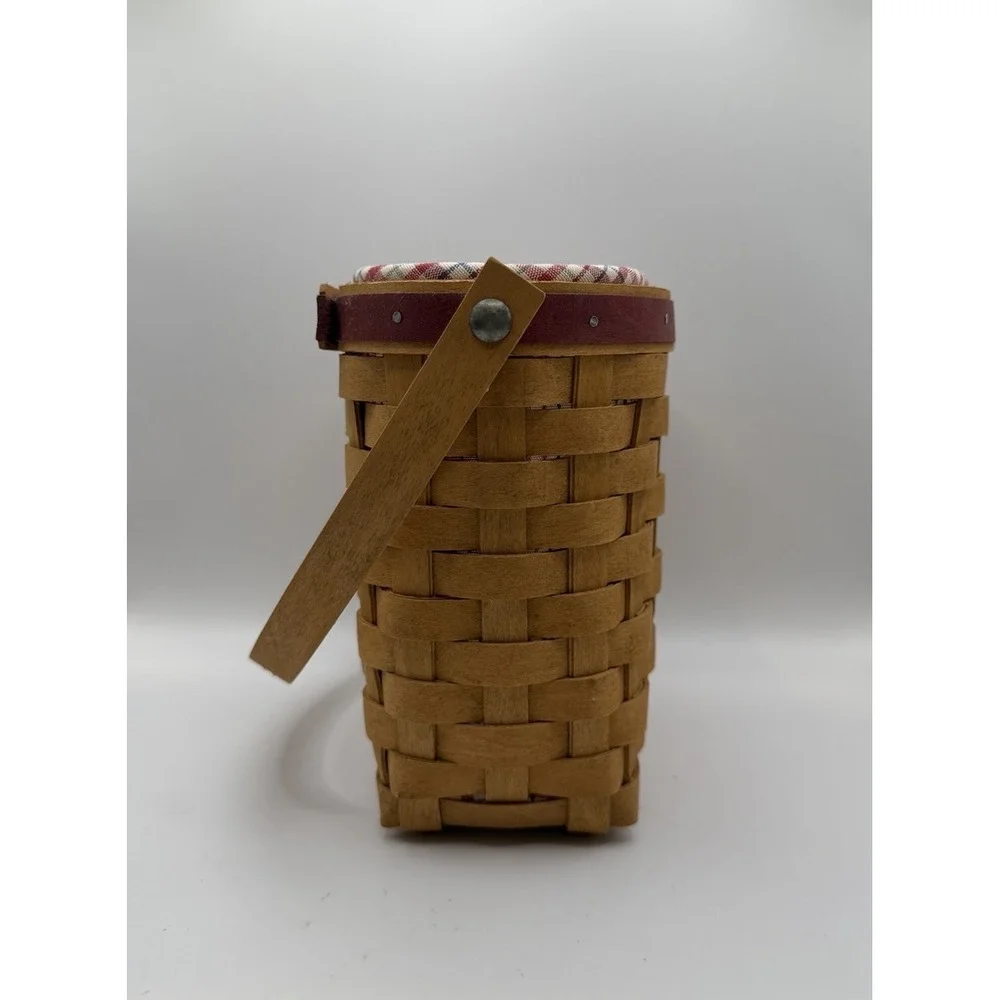 Longaberger Woven Memories Basket 2005 Cherry Red Plaid Liner Protector